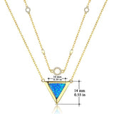 Opal Necklace, Triangle Jewelry Silver Dainty Geometric Pendant Gold Double Layered Necklace Triangle Necklace Christmas Jewelry for Women(Blue)