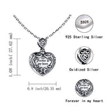 “Forever in my heart” Sterling Silver Heart Urn Memorial Necklace | Cremated Ashes Pendant Holder