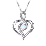 Silver Opal Heart Jewelry Infinity Love Pendant