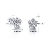 S925 Sterling Silver Rose Flower Earrings Jewelry for Women