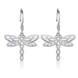 Silver Dragonfly Drop Earrings 