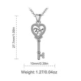 925 Sterling Sliver Heart Key Necklace for Women, Love and Hope Gift for Womens Girls - 18inches