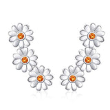 Silver Daisy Flower Stud Earrings