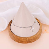 S925 Sterling Silver Cross Anklet for Women Girl Boho Beach Adjustable Foot Anklet Jewelry Birthday Gift