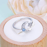 925 Sterling Silver Cz Moon Star Open Ring for Women