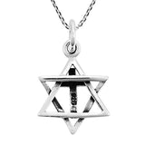 Uniquely Beautiful Star of David & Cross 925 Sterling Silver Pendant Necklace