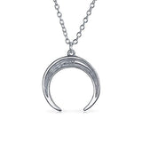 Trendy Horn Italian Crescent Moon Pendant Necklace For Women For Teen 925 Sterling Silver