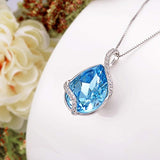 925 Sterling Silver CZ Twist Teardrop Adjustable Pendant Necklace Adorned with Crystals