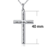 S925 Sterling Silver Classic Cross Inspirational Pendant Necklace