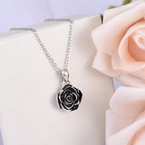 925 Sterling Silver Rose Flower Pendant Necklace Jewelry for Women Girls