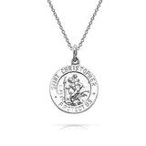 Religious Medal Medallion Parton Of Safe Travel Saint Christopher Pendant Necklace For Women For Men 925 Sterling Silver