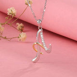 S925 Sterling Silver 26 Initial Letter Pendant Alphabet With CZ Necklace