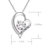 Sterling Silver Daddy's Girl Love Heart Cubic Zirconia Pendant Necklace