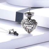 “Forever in my heart” Sterling Silver Heart Urn Memorial Necklace | Cremated Ashes Pendant Holder