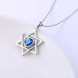 925 Sterling Silver Spiritual Sign Heart CZ Love Knot Star of David Pendant Necklace Gift for Women Girls, 18 inch