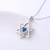 925 Sterling Silver Spiritual Sign Heart CZ Love Knot Star of David Pendant Necklace Gift for Women Girls, 18 inch