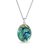 Rainbow Abalone Shell Oval Wishing Tree Family Tree Of Life Pendant Necklace For Women 925 Sterling Silver