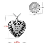 Sterling Silver Heart Cremation Jewelry Big Urn Pendant Memorial Necklace Ashes Keepsake Necklaces for Women Men