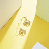 Gold Plated  Tree of Life Dangle Earrings Minimalist Jewelry Gifts for Women Mom Lover Family with Gorgeous Jewelry Box