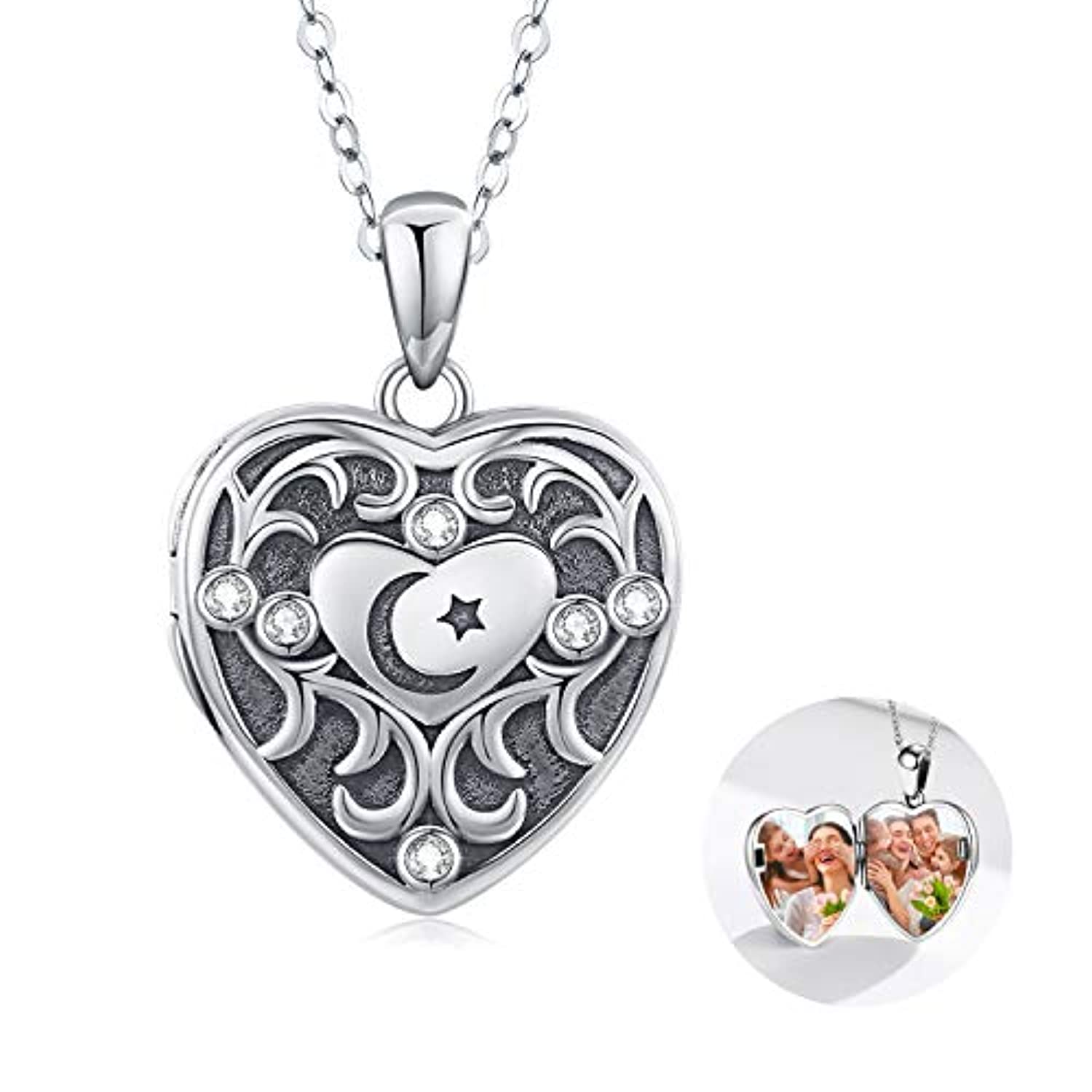 Love Heart Locket Necklace That Holds Pictures Sterling Silver Photo L