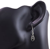 925 Sterling Silver Gemstone Filigree Dangle Hook Earrings