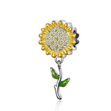 925 Sterling Silver Sunflower Charm for Women Snake Bracelet Charm