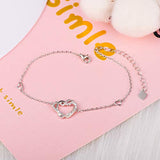 S925 Sterling Silver Double Heart Anklet for Women Girl Adjustable Foot Anklet Jewelry