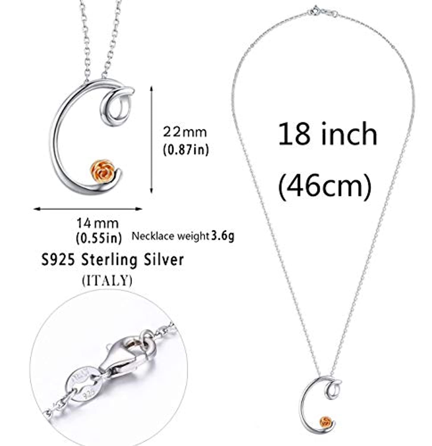 925 Sterling Silver Initial Letter pendant Necklace for Women Cursive