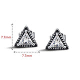 Sterling Silver Balinese Vintage Triangle Cubic Zirconia CZ Small Stud Earrings for Women Girls