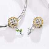 925 Sterling Silver Sunflower Charm for Women Snake Bracelet Charm