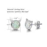 Sterling Silver Tiny Cat Opal Stud Earrings Fire Opal Cute Dot Round Disc Dainty Minimalist Jewelry for Women Girls