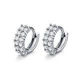 Silver CZ Huggie Hoop  Earrings 