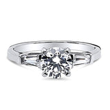 Rhodium Plated Sterling Silver Round Cubic Zirconia CZ 3-Stone Anniversary Promise Engagement Ring