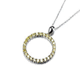 Ring Necklace, Open Circle Necklace in Sterling Sliver with Yellow Zircon Pendant Necklace Jewelry for Women Rolo Chain 18