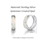 Sterling Silver White Opal Hoop Earrings Small Huggie Dainty Hypoallergenic Earrings Fine Jewelry for Women