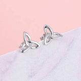 925 Sterling Silver Celtic Knot Circle Earrings Back Ear Cuffs Chic Stud Earring