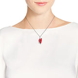 Flying Monarch Butterfly Reconstructed Red Coral 925 Sterling Silver Pendant Necklace