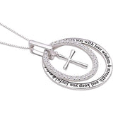 Sterling Silver May God bless you with love wisdom & strength and keep you joyful & safe for always Cubic Zirconia Cross Pendant Necklace