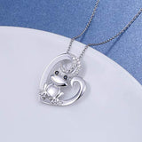 S925 Sterling Silver Frog Heart Necklace For Women Girl