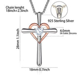 925 Sterling Silver Cross Heart Necklaces for Women Cubic Zirconia Pendant  Rose Gold Plated Love Necklaces