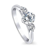 Rhodium Plated Sterling Silver 3-Stone Anniversary Promise Engagement Ring Made with Zirconia Octagon Sun Cut