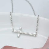 925 Sterling Silver Love God Cross in The Heart Pendant Sideways Cross Necklace Gifts for Women