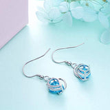 Austria Blue Zircon Jewelry 925 Sterling Silver CZ Butterfly Wing Simple Teardrop Dangle Earrings