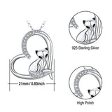 Fox Jewelry Gifts for Fox Lover 925 Sterling Silver Fox Necklace Cute Animal Heart Pendant for Women Girlfriend