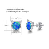 Sterling Silver Tiny Cat Opal Stud Earrings Cute Dot Round Disc Dainty Minimalist Jewelry for Women Girls