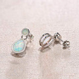 Sterling Silver White Fire Opal Stud Earrings Teardrop  Danity Fine Jewelry for Women