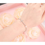 S925 Sterling Silver Sideways Cross Pearl Bracelet For Women