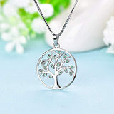 Tree Necklace 925 Sterling Silver Tree of Life Pendant Gemstone White Gold Plated Jewelry