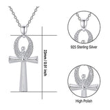 Ankh Necklace 925 Sterling Silver Cross Pendant Jewelry Gifts for Women