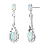  Silver White Opal Drop Earrings  